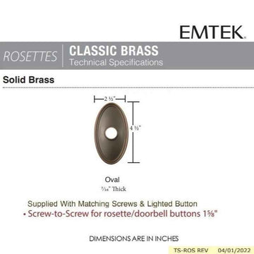 Emtek 2402 Brass Oval Door Bell Cover